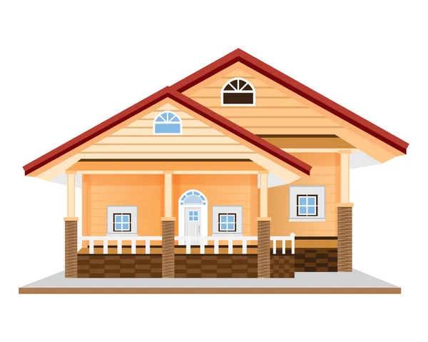屋根のある家と木造の建物 — ストックベクタ