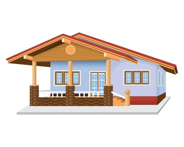 Huis Met Dak Houten Gebouw Vector Illustratie Ontwerp — Stockvector