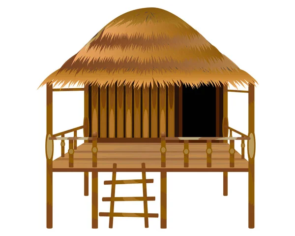 Casa Madeira Com Telhado Convés Uma Cabana Ilustração De Stock