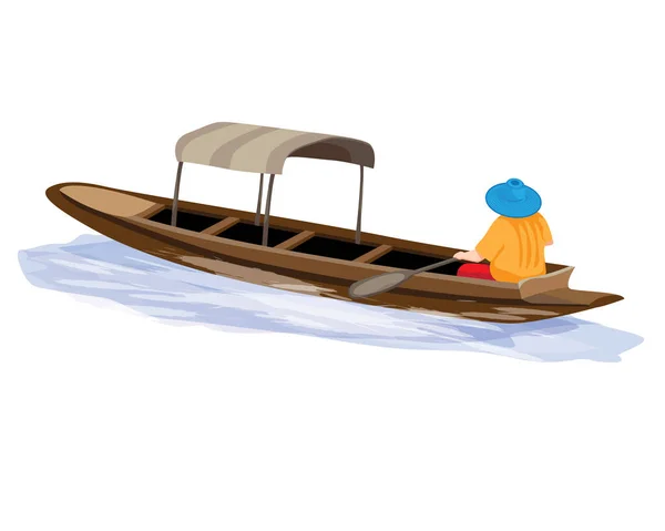 Desenho Animado Ilustração Barco Praia —  Vetores de Stock