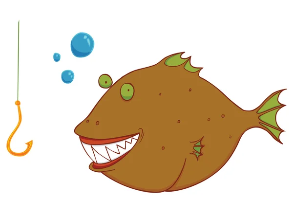 Pesce selvatico affamato — Vettoriale Stock