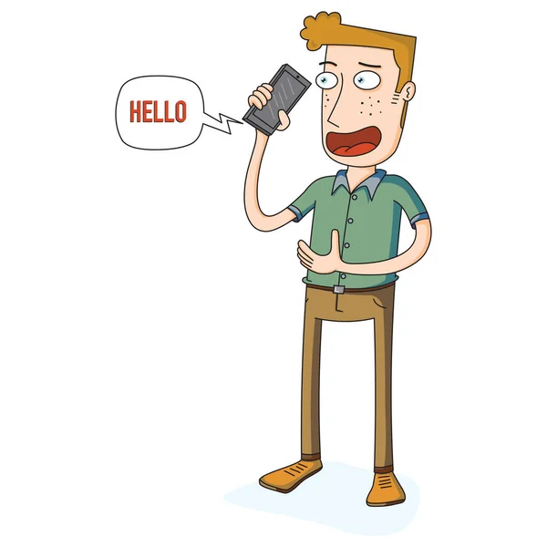 Hombre Hablar Por Teléfono — Vector de stock