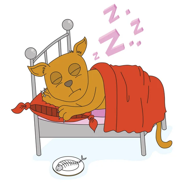 Snoring Sleeping Cat Bed — Stock Vector