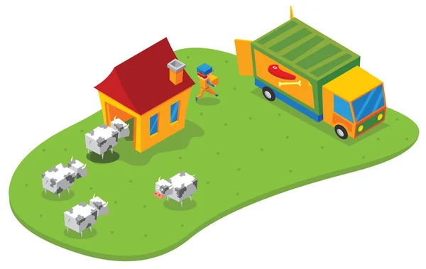 Isometric slaughtering house — Stock Vector