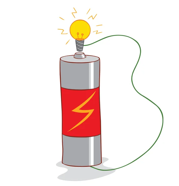 Batería y lámpara — Vector de stock