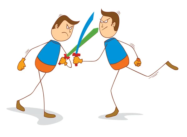 Two men fighting swords — Stock Vector