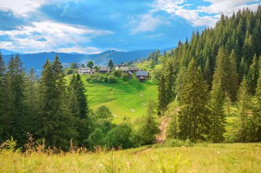 Tepeden köyün manzarası