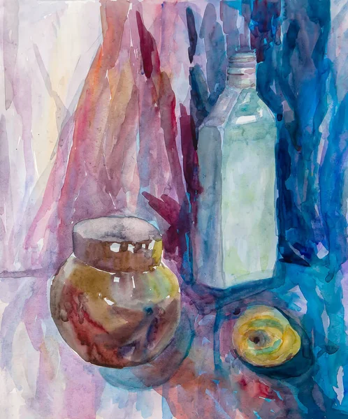 Cold still life painted with paints