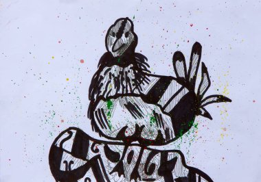 Hand drawn chicken portrait clipart