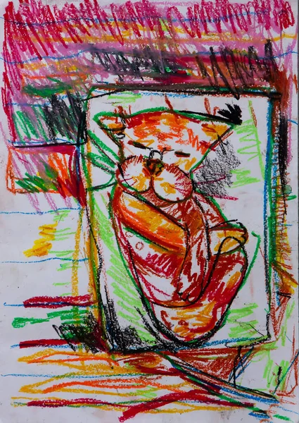 Spanie Słodkie Kot Strony Rysowane — Zdjęcie stockowe
