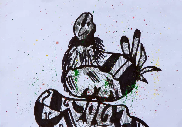 Hand Drawn Chicken Portrait — Stock Photo, Image