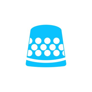 Yüksük ikonu düz. Beyaz arka planda mavi resim. Vektör illüstrasyon sembolü