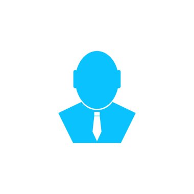 İş adamı ikonu dairesi. Beyaz arka planda mavi resim. Vektör illüstrasyon sembolü