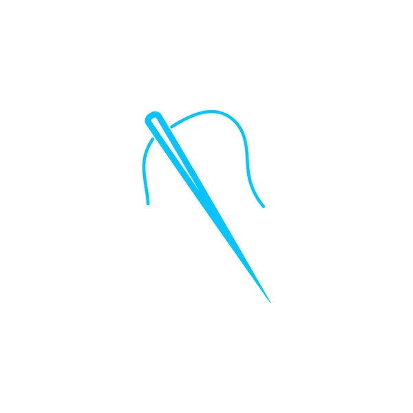 Aiguille Coudre Avec Icône Fil Plat Pictogramme Bleu Sur Fond — Image vectorielle