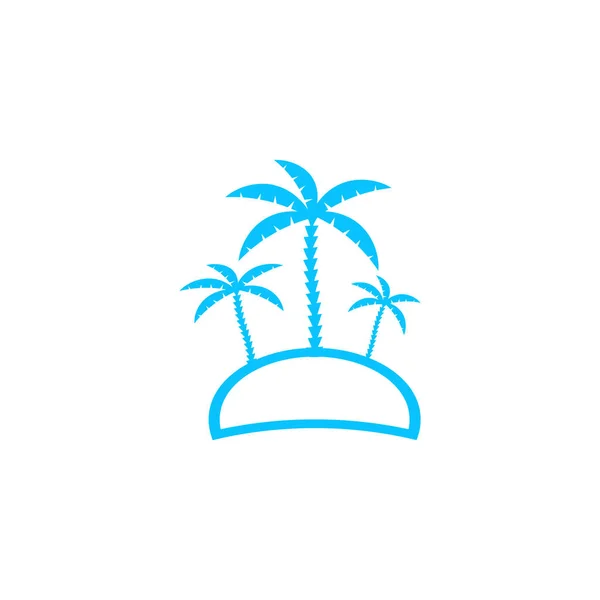 Palm Island Travel Icon Flat Blue Pictogram White Background Vector — Stock Vector