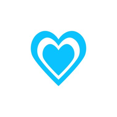 Kalp ikonu düz. Beyaz arka planda mavi resim. Vektör illüstrasyon sembolü