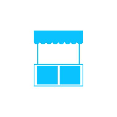 Büfe simgesi düz. Beyaz arka planda mavi resim. Vektör illüstrasyon sembolü