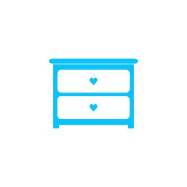 Çekmece simgesi düz giyinen. Beyaz arka planda mavi resim. Vektör illüstrasyon sembolü