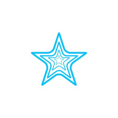 Yıldız simgesi düz. Beyaz arka planda mavi resim. Vektör illüstrasyon sembolü