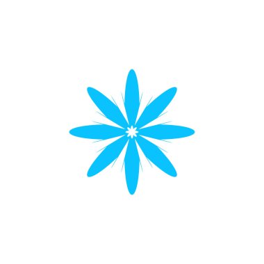 Çiçek papatyası ikonu düz. Beyaz arka planda mavi resim. Vektör illüstrasyon sembolü