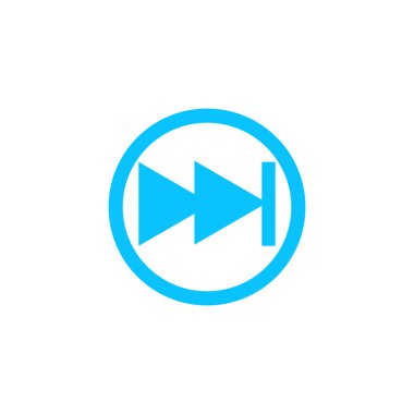 İleri sar, sağ çift ok simgesi düz. Beyaz arka planda mavi resim. Vektör illüstrasyon sembolü