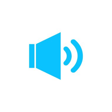 Ses simgesi düz. Beyaz arka planda mavi resim. Vektör illüstrasyon sembolü