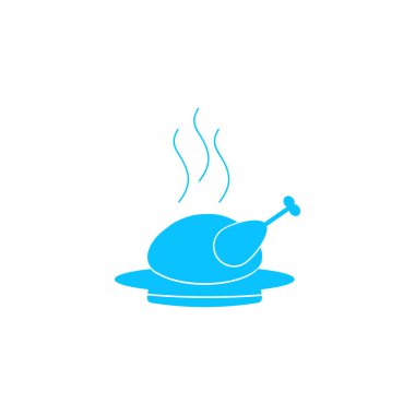 Sıcak tavuk ikonu düz. Beyaz arka planda mavi resim. Vektör illüstrasyon sembolü