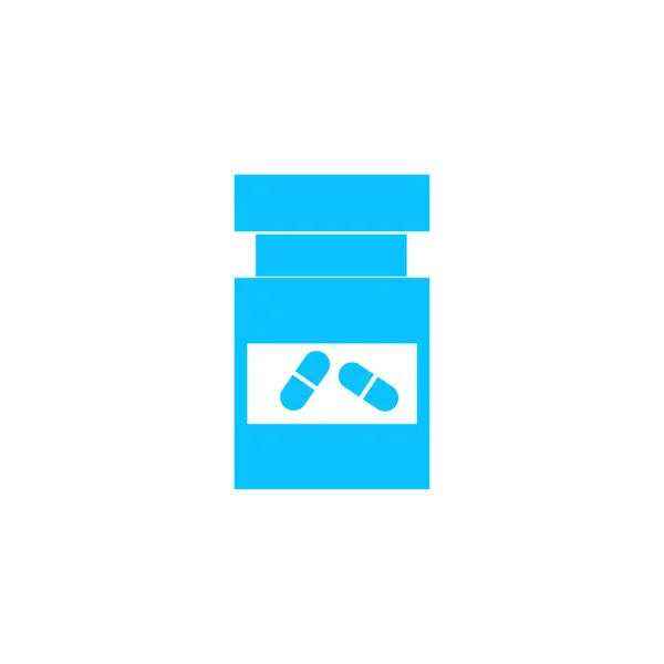 医学アイコンのバイアルフラット 白い背景に青いピクトグラム ベクターイラスト記号 — ストックベクタ