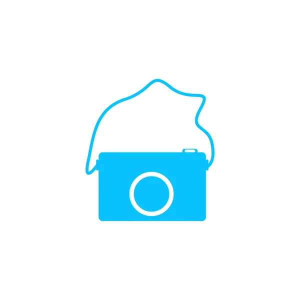 Kamera Symbol Flach Blaues Piktogramm Auf Weißem Hintergrund Vektorillustration Symbol — Stockvektor
