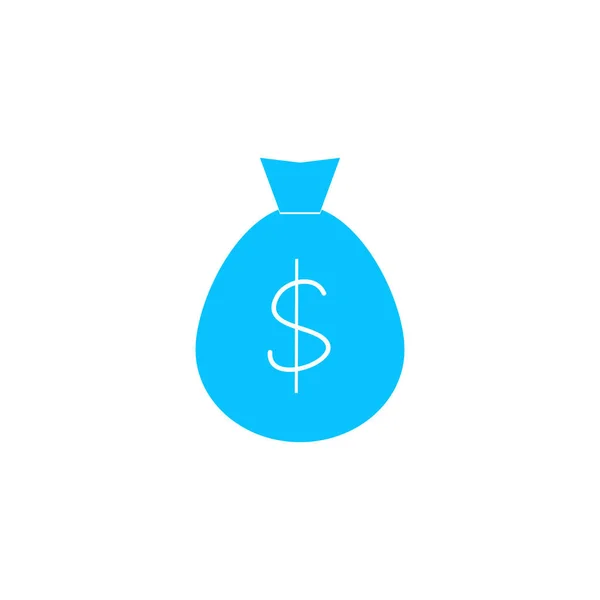 Pénzeszsák Ikon Lapos Kék Piktogram Fehér Háttérrel Vektor Illusztrációs Jele — Stock Vector