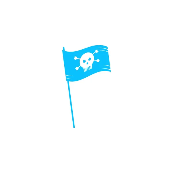 海盗旗图标平面 白色背景上的蓝色象形文字 矢量图解符号 — 图库矢量图片