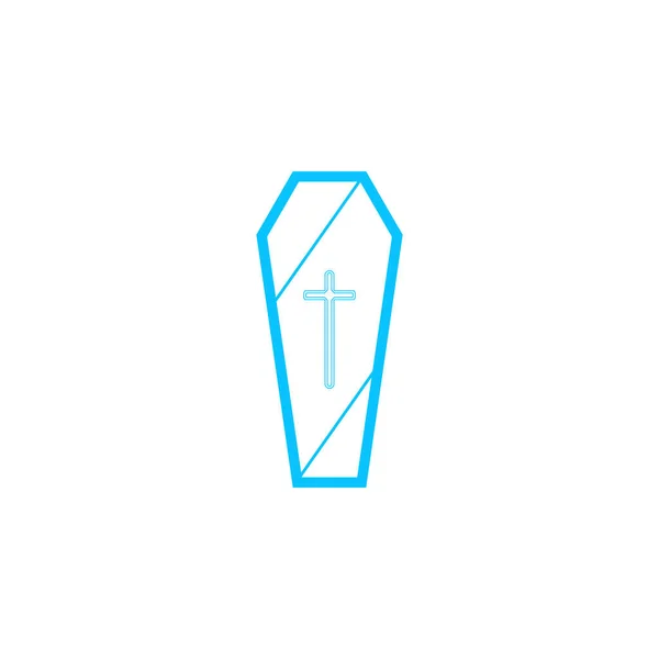 棺のアイコンフラット 白い背景に青いピクトグラム ベクターイラスト記号 — ストックベクタ