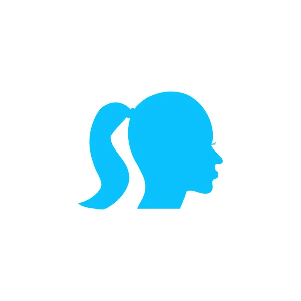 Vrouwengezicht Icoon Plat Blauw Pictogram Witte Achtergrond Vector Illustratie Symbool — Stockvector