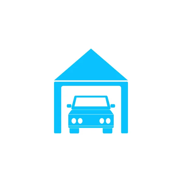 Car Garage Icon Flat Blue Pictogram White Background Vector Illustration — Stock Vector