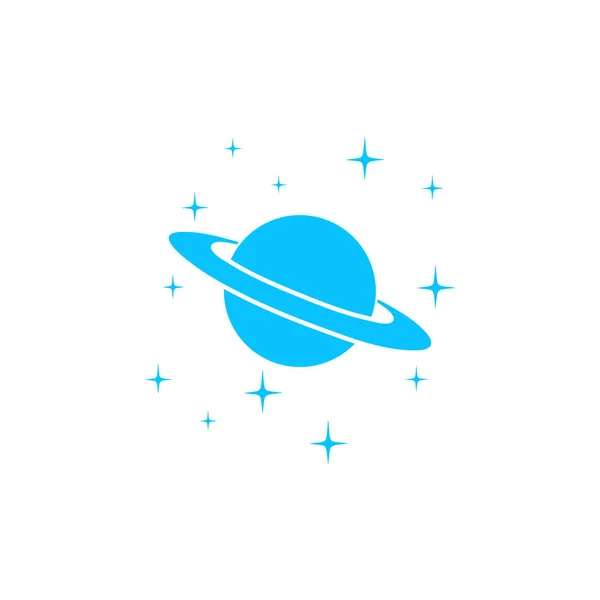 Icône Planète Saturne Plate Pictogramme Bleu Sur Fond Blanc Illustration — Image vectorielle