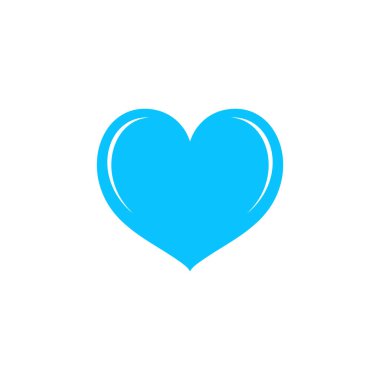 Kalp ikonu düz. Beyaz arka planda mavi resim. Vektör illüstrasyon sembolü