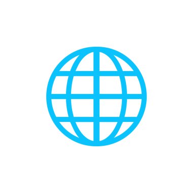 Küre simgesi düz. Beyaz arka planda mavi resim. Vektör illüstrasyon sembolü