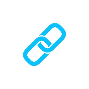 Zincir simgesi düz. Beyaz arka planda mavi resim. Vektör illüstrasyon sembolü