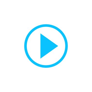 Simgeyi düz oyna. Beyaz arka planda mavi resim. Vektör illüstrasyon sembolü