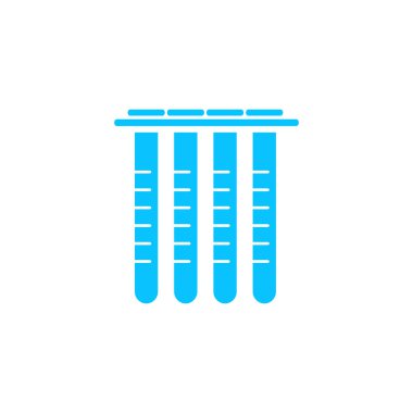 Laboratuvar tüpü cam ikonu düz. Beyaz arka planda mavi resim. Vektör illüstrasyon sembolü