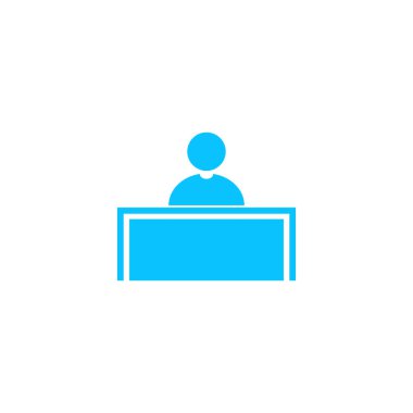 Tribün simgesi düz. Beyaz arka planda mavi resim. Vektör illüstrasyon sembolü