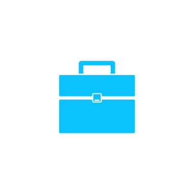 Evrak çantası simgesi düz. Beyaz arka planda mavi resim. Vektör illüstrasyon sembolü