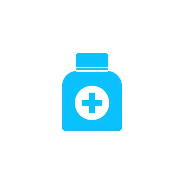 Icono Botella Medicina Plana Pictograma Azul Sobre Fondo Blanco Símbolo — Vector de stock