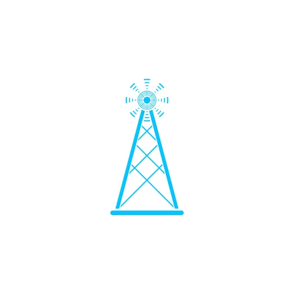電波塔放送アンテナアイコンフラット 白い背景に青いピクトグラム ベクターイラスト記号 — ストックベクタ
