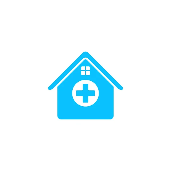 Ícone Hospital Plano Pictograma Azul Sobre Fundo Branco Símbolo Ilustração — Vetor de Stock