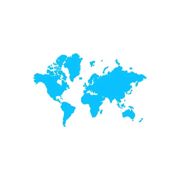 Mappa Del Mondo Icona Piatta Pittogramma Blu Sfondo Bianco Simbolo — Vettoriale Stock