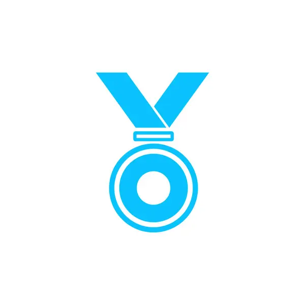 Μετάλλιο Εικονίδιο Επίπεδη Μπλε Εικονόγραμμα Λευκό Φόντο Σύμβολο Διανυσματικής Απεικόνισης — Διανυσματικό Αρχείο