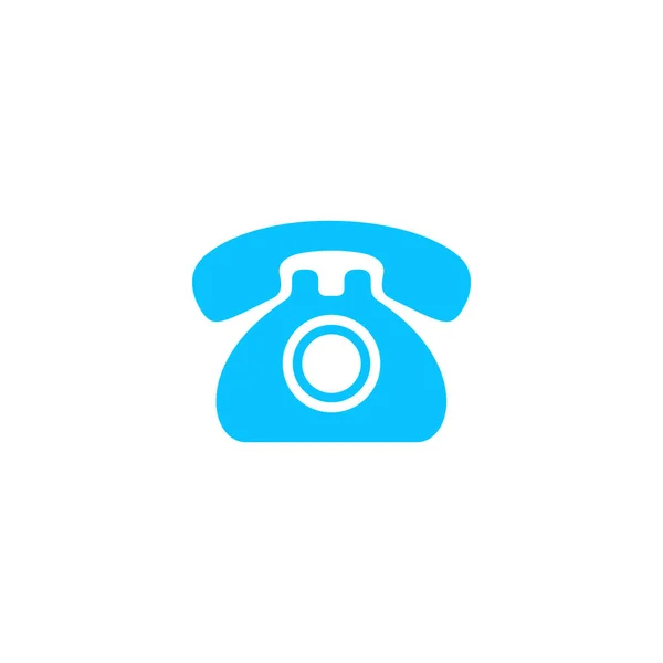 Oud Telefoon Icoon Plat Blauw Pictogram Witte Achtergrond Vector Illustratie — Stockvector