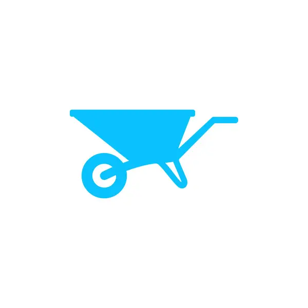 Wheelbarrow Cart Icon Flat Blue Pictogram White Background Vector Illustration — Stock Vector