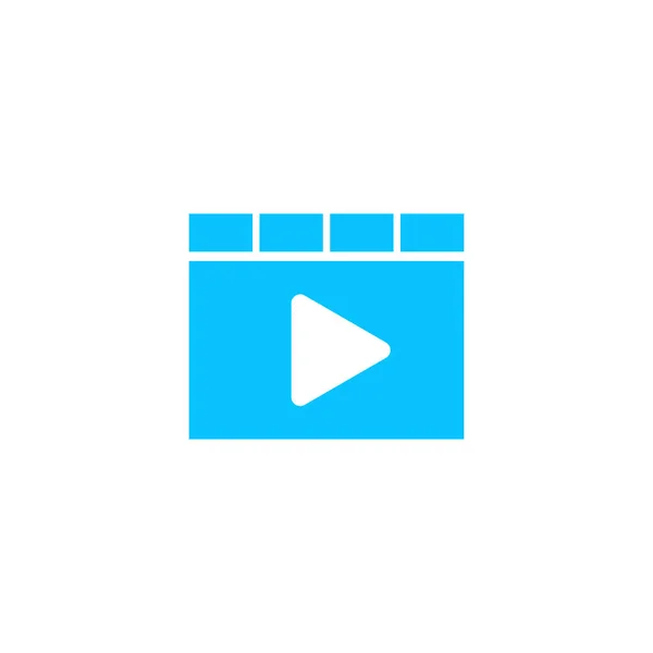 浏览器视频播放器图标平坦 白色背景上的蓝色象形文字 矢量图解符号 — 图库矢量图片